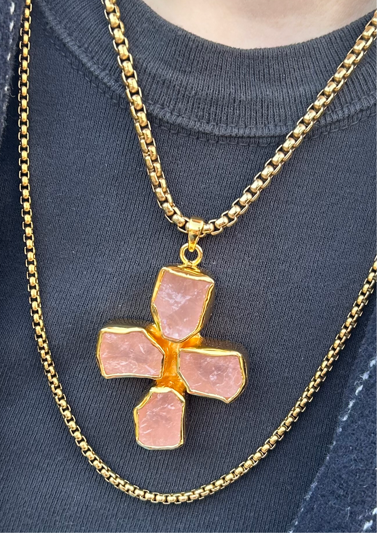 Pink Quartz Cross