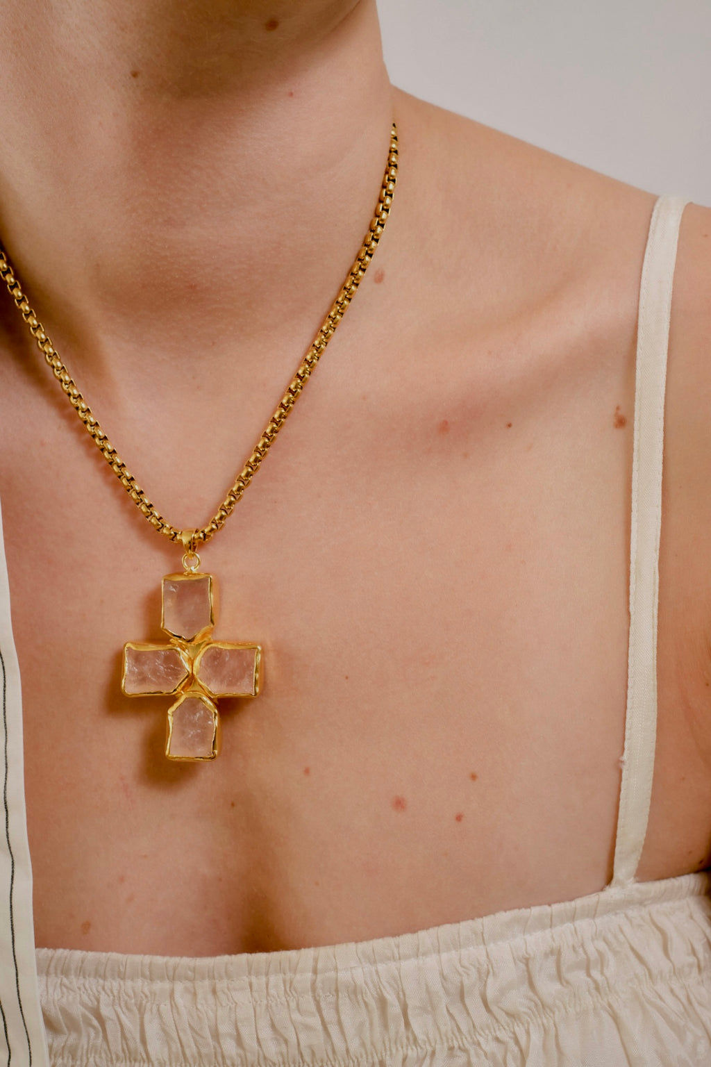Pink Quartz Cross