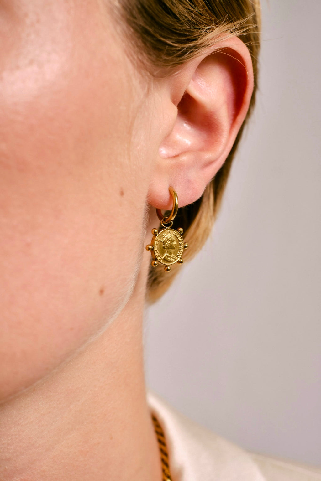 Coin Studded Hoops