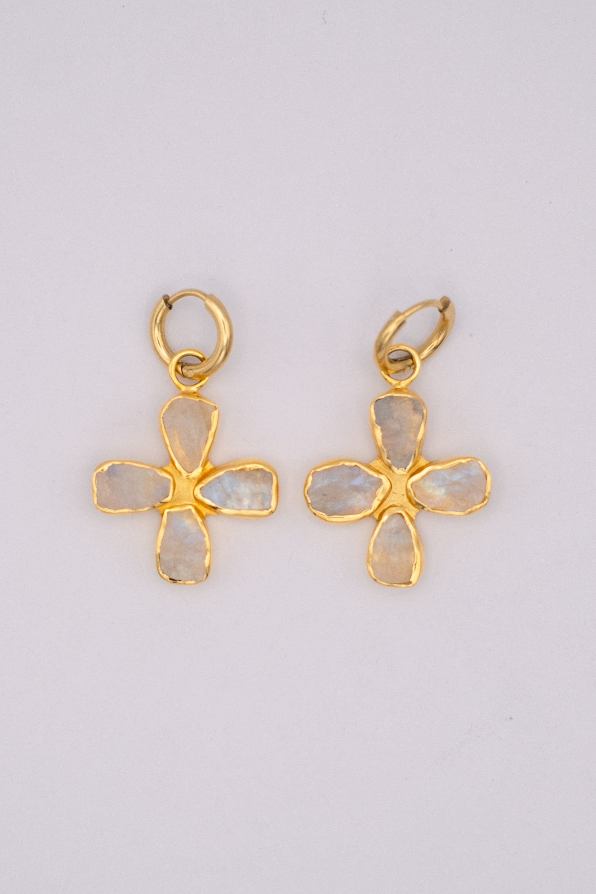 Moonstone Cross Earrings