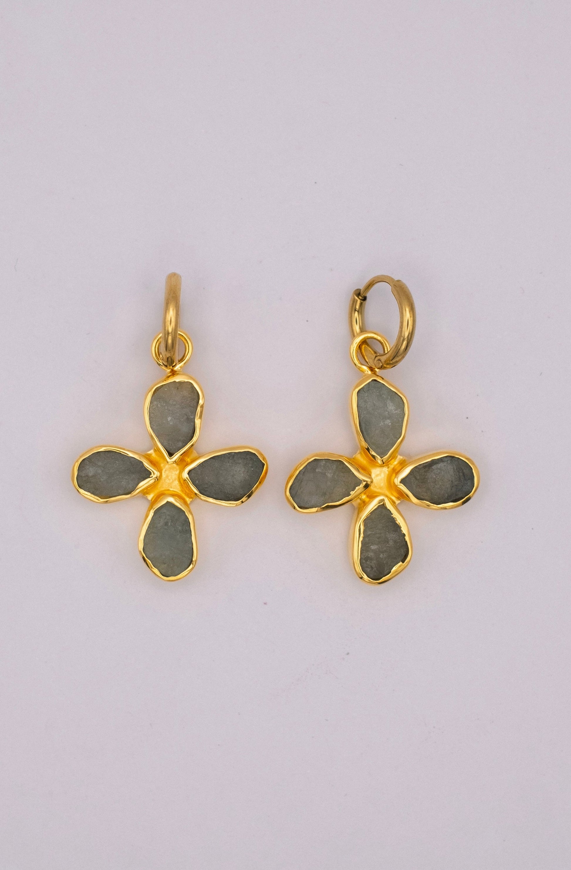 Aquamarine Cross Earrings