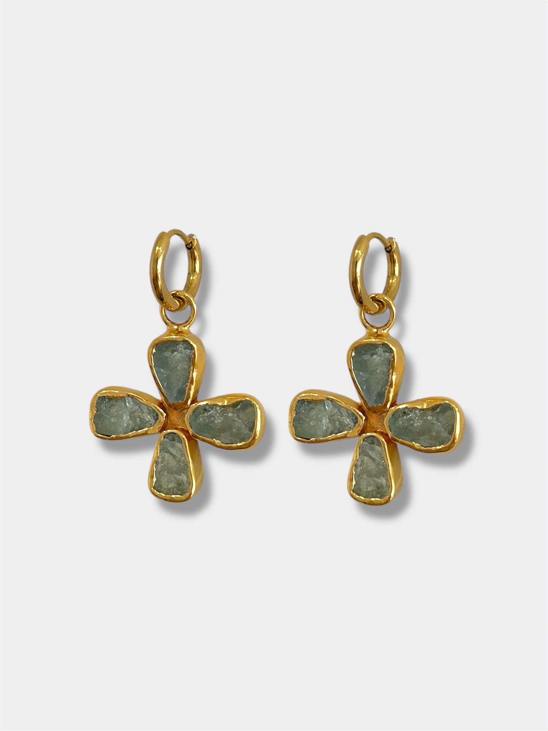 Aquamarine Cross Earrings