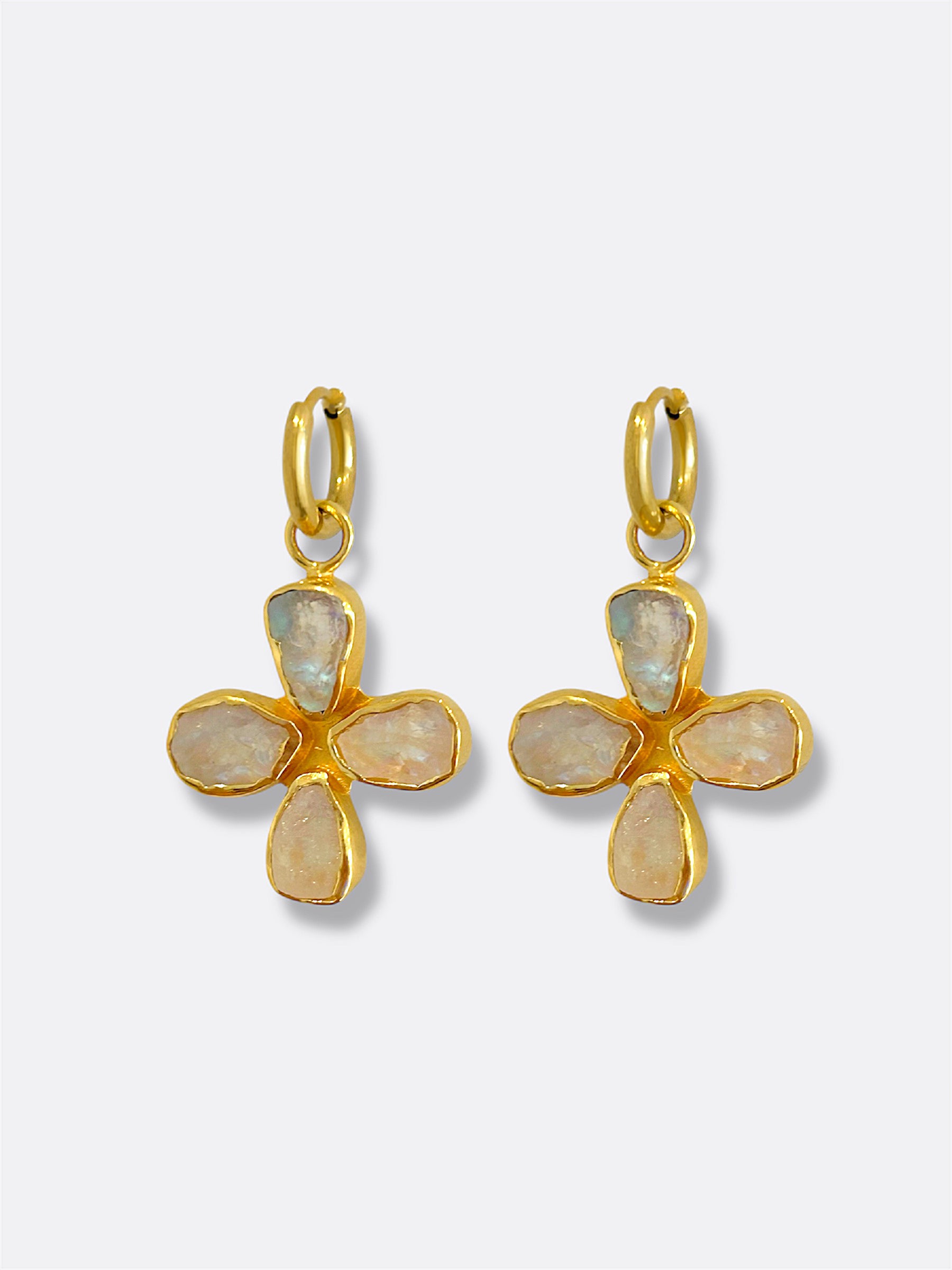 Moonstone Cross Earrings